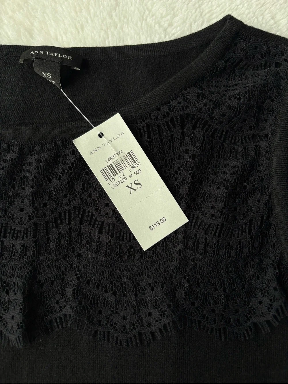 Ann Taylor Black Lace-Yoke Sweater Dress, NWT